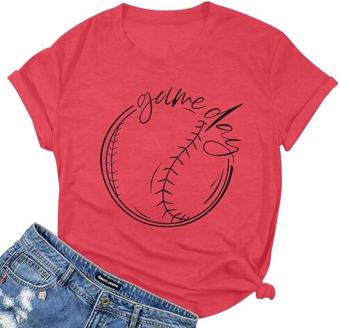 ALLTB Baseball Shirt Women Baseball Mom Shirts Funny Game Day Baseball Graphic Tee Tops Casual Ball Short Sleeve Tee Top in Saudi Arabia