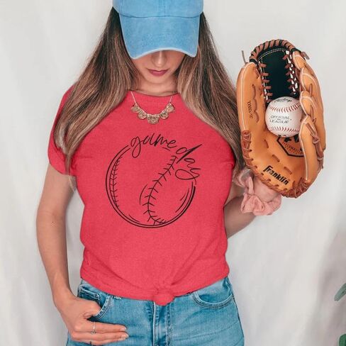 ALLTB Baseball Shirt Women Baseball Mom Shirts Funny Game Day Baseball Graphic Tee Tops Casual Ball Short Sleeve Tee Top in Saudi Arabia