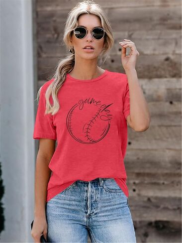 ALLTB Baseball Shirt Women Baseball Mom Shirts Funny Game Day Baseball Graphic Tee Tops Casual Ball Short Sleeve Tee Top in Saudi Arabia
