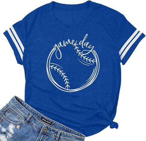 ALLTB Baseball Shirt Women Baseball Mom Shirts Funny Game Day Baseball Graphic Tee Tops Casual Ball Short Sleeve Tee Top in Saudi Arabia
