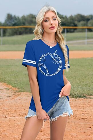 ALLTB Baseball Shirt Women Baseball Mom Shirts Funny Game Day Baseball Graphic Tee Tops Casual Ball Short Sleeve Tee Top in Saudi Arabia