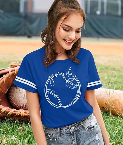 ALLTB Baseball Shirt Women Baseball Mom Shirts Funny Game Day Baseball Graphic Tee Tops Casual Ball Short Sleeve Tee Top in Saudi Arabia
