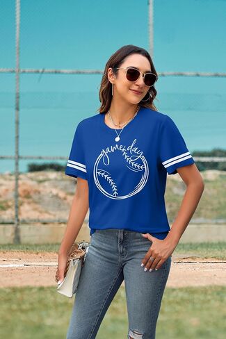 ALLTB Baseball Shirt Women Baseball Mom Shirts Funny Game Day Baseball Graphic Tee Tops Casual Ball Short Sleeve Tee Top in Saudi Arabia