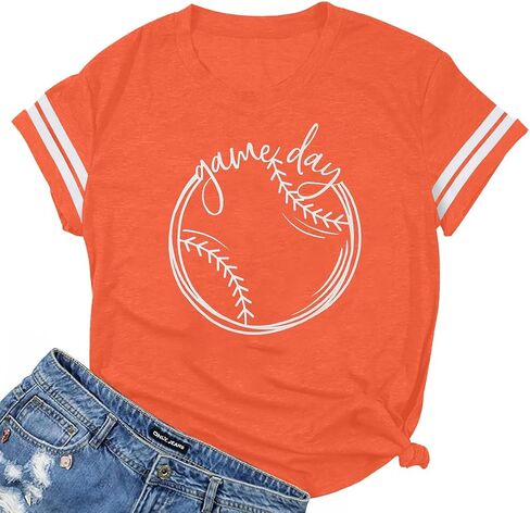 Alltb Baseball Shirt Women Baseball Mom Dorts Funny Game Day Baseball Graphic Tops Tops Disual Ball Short Sleeve Top Top in Saudi Arabia