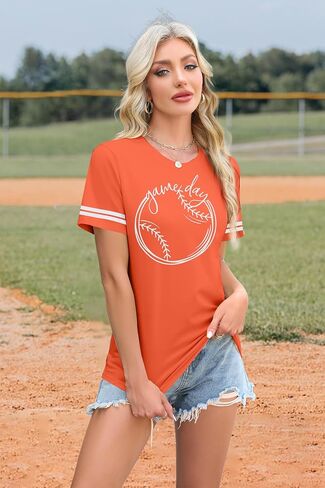 Alltb Baseball Shirt Women Baseball Mom Dorts Funny Game Day Baseball Graphic Tops Tops Disual Ball Short Sleeve Top Top in Saudi Arabia