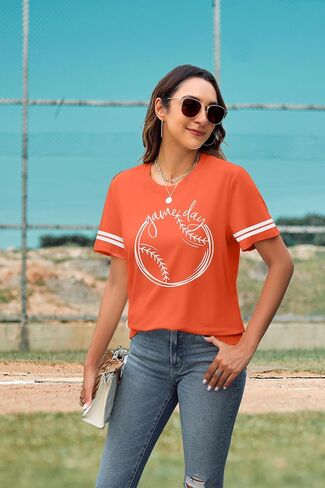 Alltb Baseball Shirt Women Baseball Mom Dorts Funny Game Day Baseball Graphic Tops Tops Disual Ball Short Sleeve Top Top in Saudi Arabia