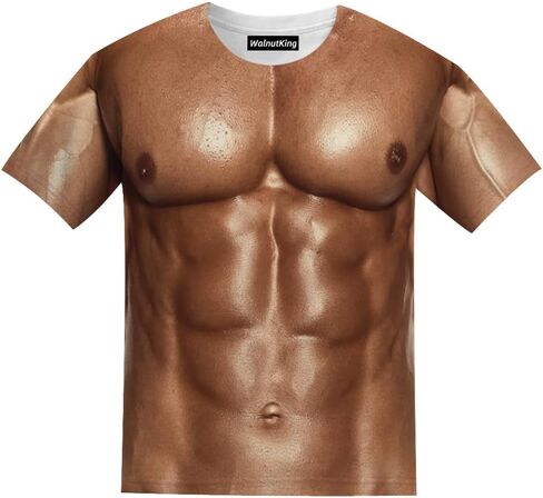 Kid's Print 3D Novelty Muscles Crewneck Cool Short Sleeve Funny Graphic T Shirts for Youth Boys Girls 4-14 Years in Saudi Arabia
