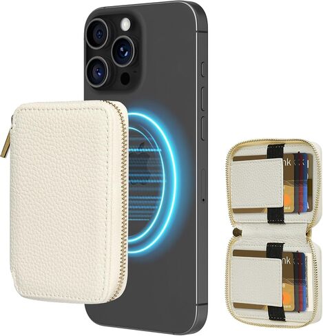 محفظة LOHASIC مغناطيسية، متوافقة مع MagSafe، حجب RFID آمن، حامل قابل للتمدد حتى 10 بطاقات، جيب بسحاب من جلد البولي يوريثان، عصا Mag على الهاتف، لسلسلة iPhone 15/14/13/12 - أسود in Kuwait