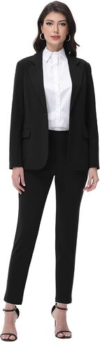 Women's Suits 2 Piece Set Dressy Business Slim Fit One Button Professional Blazer Pantsuits Set Work Casual Outfits in Saudi Arabia