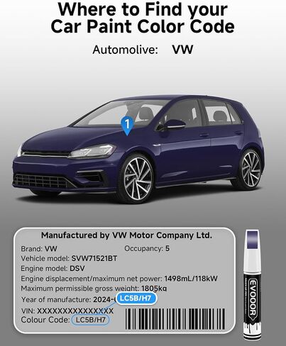 LC9A/0Q Pure White Touch Up Paint Compatible with Volkswagen Exact Match 2 in 1 Touch up Paint for Chips and Nicks Repair with 2pcs Disposable Micro Applicators in Saudi Arabia