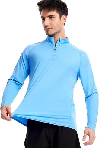 Roadbox Men's UPF 50+ UV Sun Protection Shirts, 1/4 Zip Athletic Pullover Long Sleeve, Running Fishing Rash Guard T-Shirt in Kuwait