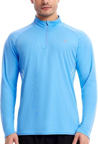 Roadbox Men UPF 50+ UV Sun Protection قمصان ، 1/4 Zip Athletic Pullover Long ، تركض تي شيرت حارس الطفح الجلدي الصيد in Saudi Arabia