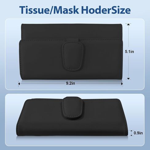 PU Car Visor Tissue Holder,Holders for Car Visor,Magnetic Leather Sunglasses Holder and Ticket Card Clip,Sun Visor Napkin Holder, Mask Holder for Car,Leather Backseat Tissue Box,Car Accessories,Black in Saudi Arabia