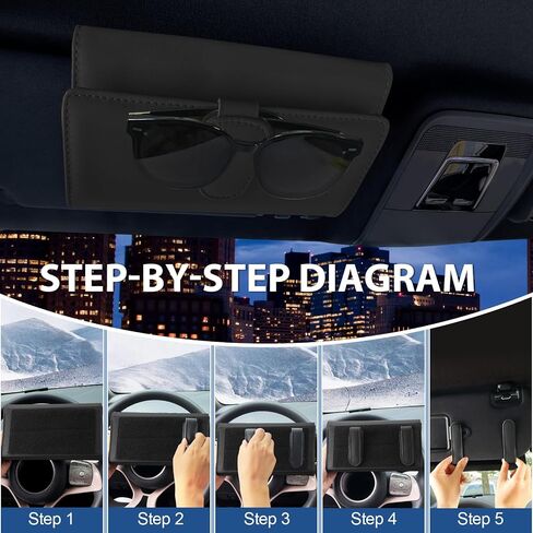 PU Car Visor Tissue Holder,Holders for Car Visor,Magnetic Leather Sunglasses Holder and Ticket Card Clip,Sun Visor Napkin Holder, Mask Holder for Car,Leather Backseat Tissue Box,Car Accessories,Black in Saudi Arabia