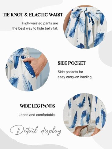 Patgoal Women Wide Leg Pants High Waisted Palazzo Pants Lounge Beach Work Casual Flowy Tie Knot Trousers with Pockets in Saudi Arabia