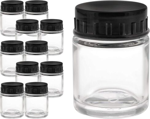 Master Airbrush (Pack of 10) TB-010 Empty 2.7-Ounce (80cc) Glass Jar Bottles with 30° Down Angle Adaptor Lid Assembly - Fits Dual-Action Siphon Feed Airbrushes, Use with Master, Badger, Paasche, Iwata in Saudi Arabia