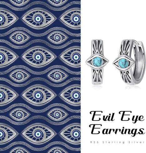 Dreamboat Sterling Silver Evil Eye Earrings for Women Huggie Hoop Earring Men Mal De Ojo Turco Nazar Protection Earrings Spiritual Evil Eye Jewelry Gifts in Saudi Arabia