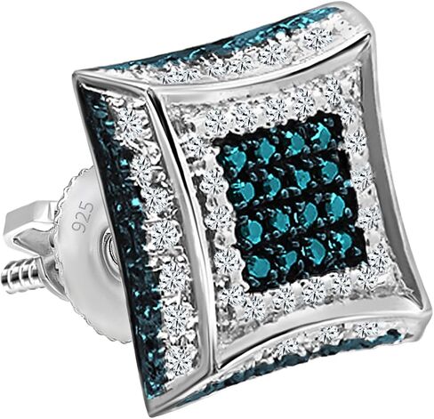 Dazzlingrock Collection Round Diamond Kite Shape Unisex Stud Earring (1Pc Only) in 925 Sterling Silver in Saudi Arabia
