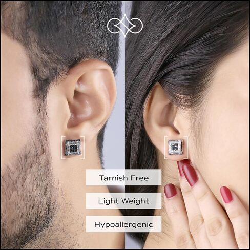 Dazzlingrock Collection Round Diamond Kite Shape Unisex Stud Earring (1Pc Only) in 925 Sterling Silver in Saudi Arabia