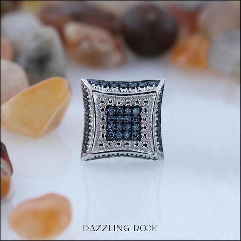 Dazzlingrock Collection Round Diamond Kite Shape Unisex Stud Earring (1Pc Only) in 925 Sterling Silver in Saudi Arabia