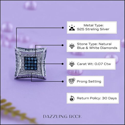 Dazzlingrock Collection Round Diamond Kite Shape Unisex Stud Earring (1Pc Only) in 925 Sterling Silver in Saudi Arabia