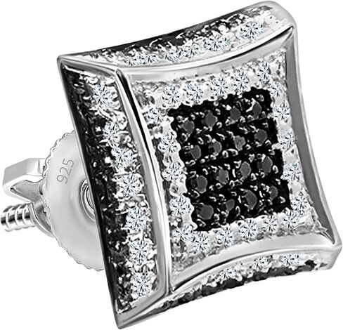 Dazzlingrock Collection Round Diamond Kite Shape Unisex Stud Earring (1Pc Only) in 925 Sterling Silver in Saudi Arabia