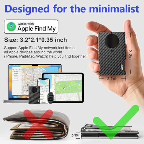 Air Wallet, Minimalist Air Wallet for Men with Built-in AirTag Chip, Ridge Wallets for Men, RFID Blocking Credit Card Holder,Slim Wallet For Men, Works with Find My IOS ONLY,Gift for Husband Boyfriend in Saudi Arabia