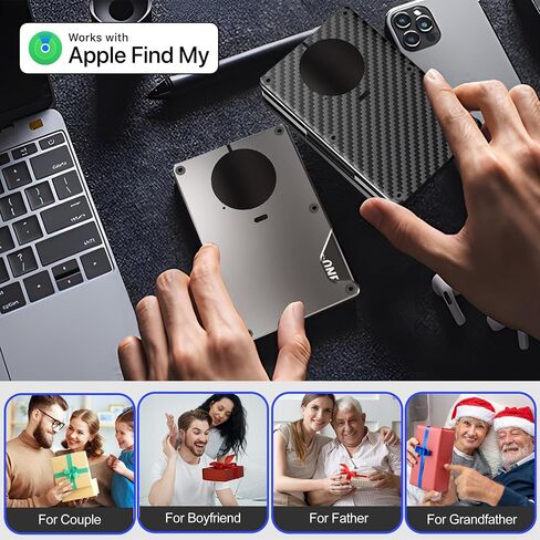 Air Wallet, Minimalist Air Wallet for Men with Built-in AirTag Chip, Ridge Wallets for Men, RFID Blocking Credit Card Holder,Slim Wallet For Men, Works with Find My IOS ONLY,Gift for Husband Boyfriend in Saudi Arabia