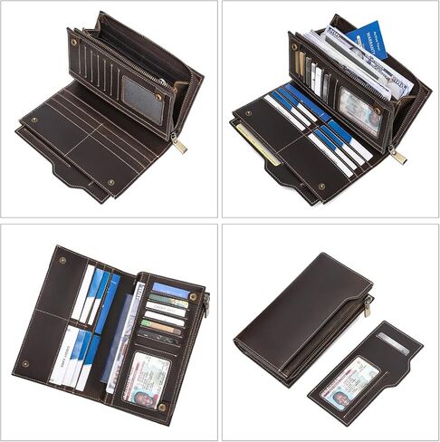 Lannsyne Grain Leather Travel Passport محفظة طويلة للرجال/النساء RFID حظر in Kuwait