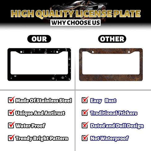Colorful Flowers License Plate Frame Folk Floral License Plate Decoration Stainless Steel Personalise Flower License Plate Holder Women Cars Accessory with Screws 12x6 Inch in Kuwait