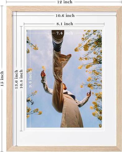 eletecpro 8x10 Picture Frame, Oak Picture Frames Matted to 5x7 Picture or 8x10 without Mat, Minimalist Poster Frames Made of Solid Oak Wood and Acrylic Cover for Wall & Tabletop Display, 4 Pack in Saudi Arabia