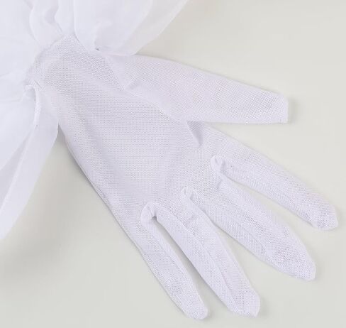 Women's Short Puff Oversize Ruffle Cuff Sheer Gloves Tulle Mesh Gloves for Wedding Opera Tea Party Costume in Kuwait