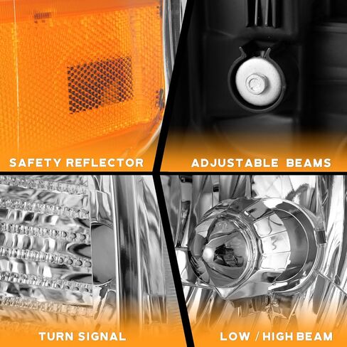 Headlights for 2014-2021 Toyota Tundra, Not For Models W/Adjustable Headlight Leveling Dial/Buttons *Not Compatible* W/Factory LED DRL Models, Headlamp Replacement Chrome Housing in Saudi Arabia