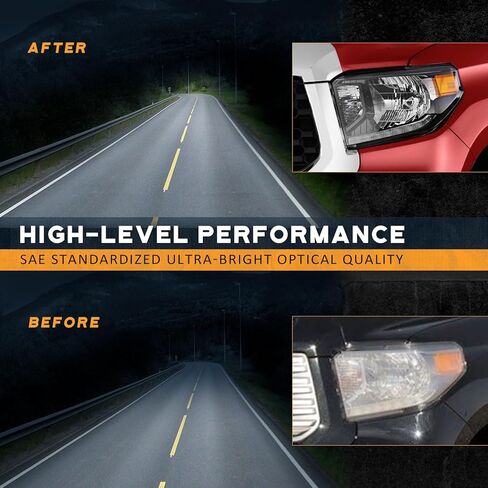 Headlights for 2014-2021 Toyota Tundra, Not For Models W/Adjustable Headlight Leveling Dial/Buttons *Not Compatible* W/Factory LED DRL Models, Headlamp Replacement Chrome Housing in Kuwait
