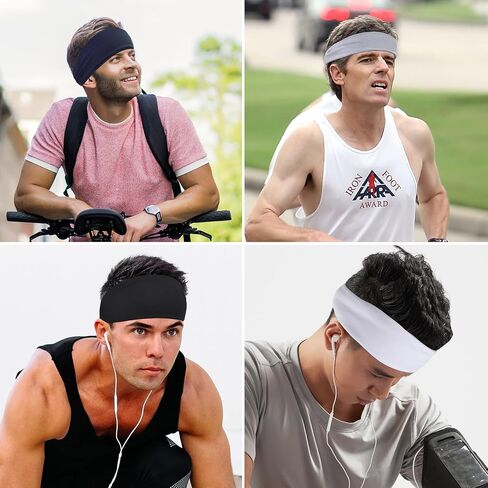 5 PCS Breathable Sports Headbands for Men and Women, Comfortable Moisture-Wicking Hairbands for Fitness, Yoga, Running, Cycling, and Workout in Saudi Arabia