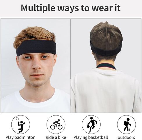 5 PCS Breathable Sports Headbands for Men and Women, Comfortable Moisture-Wicking Hairbands for Fitness, Yoga, Running, Cycling, and Workout in Saudi Arabia