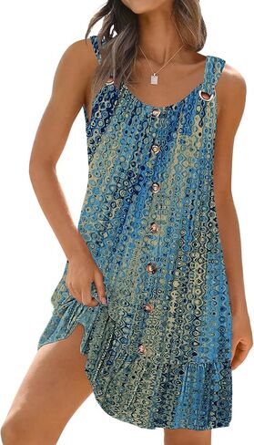 ETCYY Sundresses for Women 2025 Vacation Summer Dresses Beach Swim Suit Cover Ups Sleeveless Button Down Spring Sun Dress in Saudi Arabia