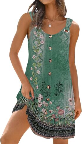 Etcyy Sundresses for Women 2025 عطلة الصيف فساتين الصيف بدلة سباحة التستر على الزر أكمام زر أسفل فستان شمس الربيع in Saudi Arabia