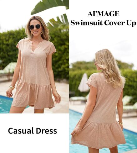 Ai'Mage Womens Swimsuit Coverups Bikini Beachwear Swimwear Cover Up V Deck Wathing Sup in Saudi Arabia