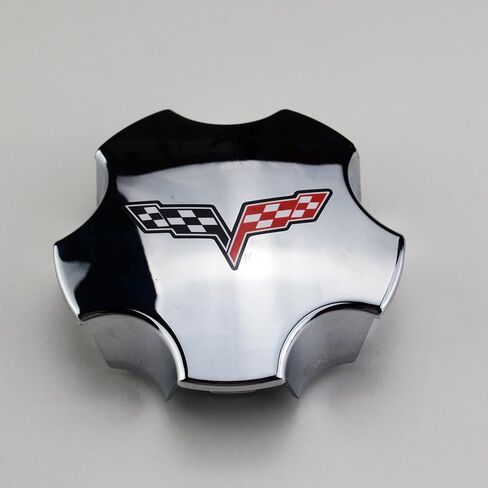 4Pc 2005 2006 2007 Corvette C6 Cross Flag Logo Wheel Center Hub Cap (Chrome Red) in Kuwait