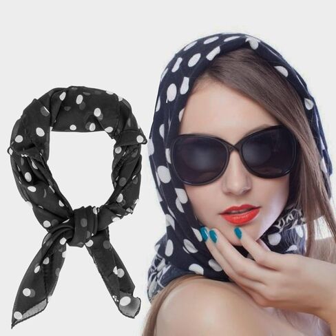 20s 50s Women's Polka Dot Scarf - 25" x 25" Retro Hair Tie Sheer Square Neck Head Scarf Vintage Neckerchief for Women in Saudi Arabia