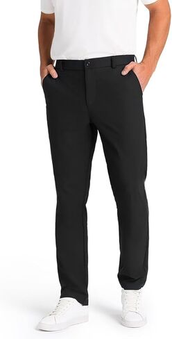 Mens Classic Fit Golf Pants Stretch Work Dress Pants 30''/32''/34'' Lightweight Casual Pants with Pockets in Kuwait