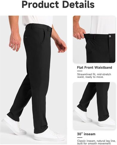 Mens Classic Fit Golf Pants Stretch Work Dress Pants 30''/32''/34'' Lightweight Casual Pants with Pockets in Kuwait