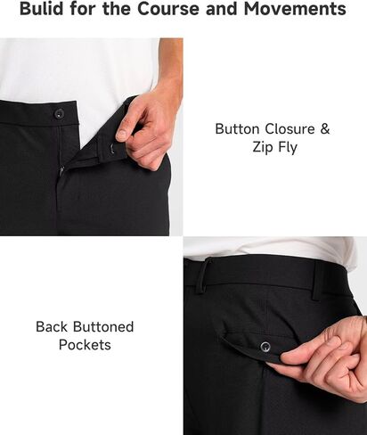 Mens Classic Fit Golf Pants Stretch Work Dress Pants 30''/32''/34'' Lightweight Casual Pants with Pockets in Kuwait