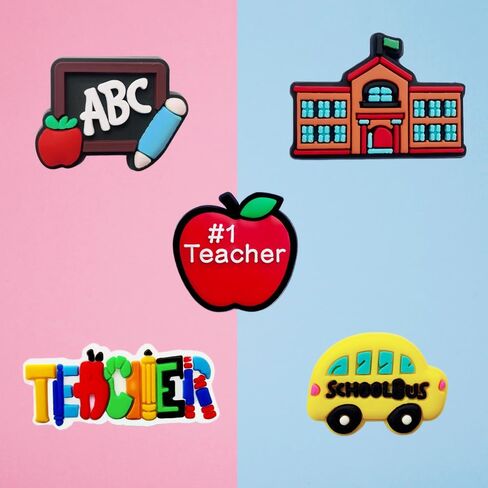 Teacher and School Shoe Charms - Fun School-Themed Decoration Charms Gift for Boys Kids Teens and Adults - Set of 5 in Saudi Arabia