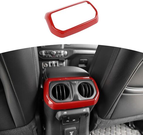 RT-TCZ لـ JEEP JL REAN AC تنفيس إطار RED RED متوافق مع Jeep Wrangler JL JLU Gladiator JT 2018-2024 Red Interior Accessories in Kuwait