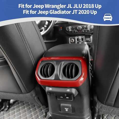 RT-TCZ لـ JEEP JL REAN AC تنفيس إطار RED RED متوافق مع Jeep Wrangler JL JLU Gladiator JT 2018-2024 Red Interior Accessories in Kuwait