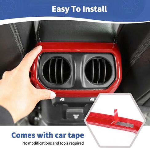 RT-TCZ لـ JEEP JL REAN AC تنفيس إطار RED RED متوافق مع Jeep Wrangler JL JLU Gladiator JT 2018-2024 Red Interior Accessories in Kuwait