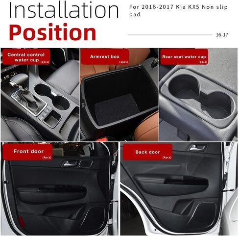 Auovo 2021 Mats anti-dust for Kia Sportage KX5 Accessories 2017 2018 2019 2020 2021 2022 Custom Cust Cup Cup Inserts Center Censole Door Mobits Liners 15pcs Hand Hand Driver (Black Trim) in Kuwait