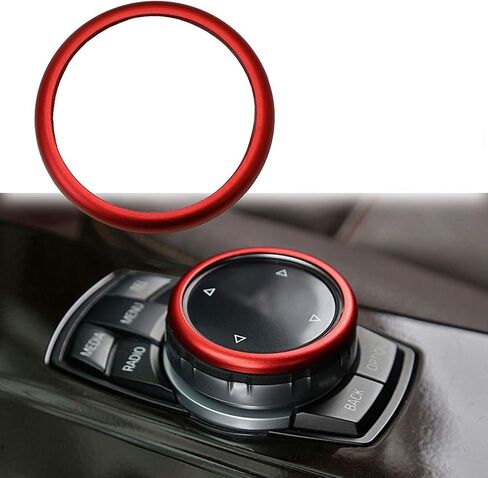 Xotic Tech Center Console Multimedia Control Idrive Controller Cover Cover Cover Trim متوافق مع BMW 1 2 3 4 5 6 7 Series X3 X4 X6 X6 2011 (3D JDM Red Aluminium) in Kuwait
